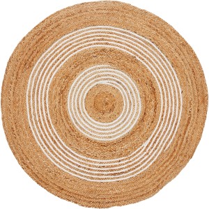 Runder, braun-weißer Teppich „In the Mood“ aus Jute, Ø 90 cm.