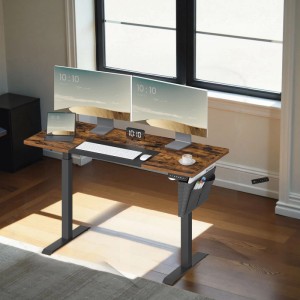 Songmics Schreibtisch Balok Höhenverstellbar 140 cm Braun-Schwarz