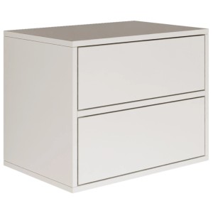 Weißer Selsey Framme Nachttisch, wandhängend, mit zwei grifflosen Schubladen und Push-to-Open. Modern.