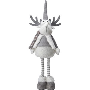 Grau-weißes Stoff-Rentier, 62cm, Weihnachtsdekoration für den Innenbereich.