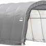 Graue ShelterLogic Zeltgarage, 610x370x240 cm, ideal als Unterstand für Fahrzeuge und Geräte.