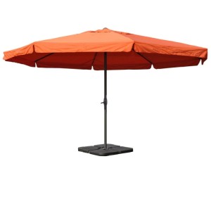 Terracottafarbener MCW Sonnenschirm Carpi Pro (Ø5m) mit Ständer.