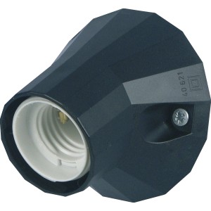 Schwarze Düwi Wandfassung, 100 W, E27 Fassung für Lampeninstallation.