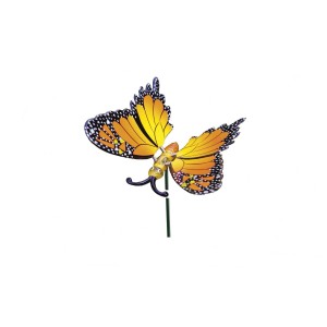 Deko-Gartenstecker Schmetterling, 45 cm, gelb-schwarz, mit beweglichen Flügeln.