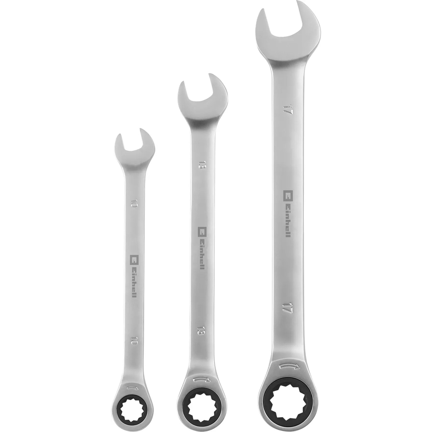 Einhell Ringratschenschlüssel-Set, 3-teilig, Größen 10, 13, 17 mm, für Werkzeugkoffer.