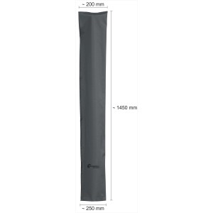 Graue Schneider Premium Schutzhülle für Sonnenschirme bis Ø 200 cm, aus wasserdichtem Polyester.