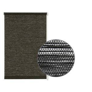 Gardinia EasyFix Rollo Natur Black & White, 120x150 cm, für Fenster, mit Detailaufnahme der Stoffstruktur.