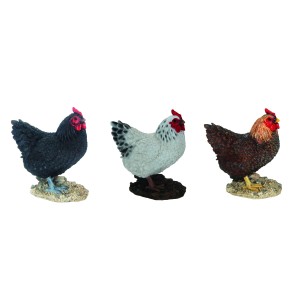 Deko-Figur Huhn, 20 cm, aus Polyresin, verschiedene Farben für die Gartendekoration.
