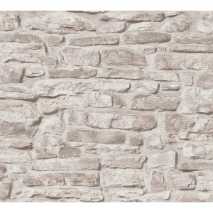 A.S. Création Vliestapete in Naturstein Optik Greige, detailreiche Steinwand-Optik für Wohnräume.