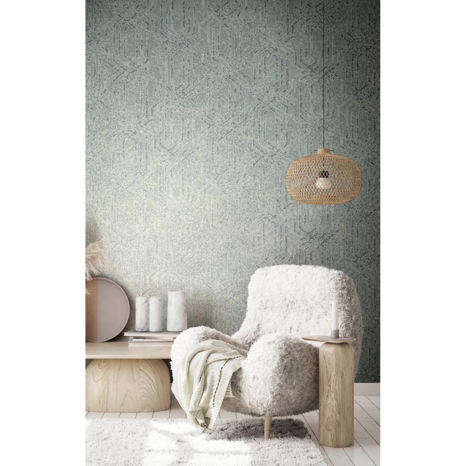 Marburg Vliestapete Habitat, grafisches Muster in Grau-Beige, für Wohnraumgestaltung.