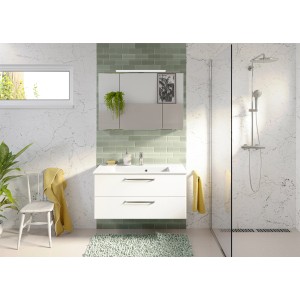 Pelipal Badmöbel-Set Trentino 107 cm Weiß Hochglanz 3-tlg.