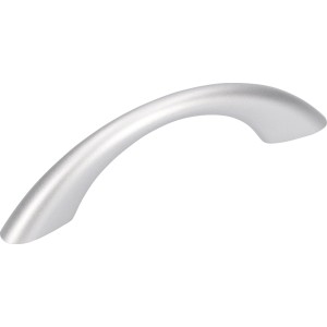 Gebogener Siro Möbelgriff 0549 in Weißaluminium, Lochabstand 64mm.