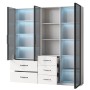 okwish Vitrine mit LED Glasfächern Bücherregal Wohnzimmer 140x40x160cm Weiß_8