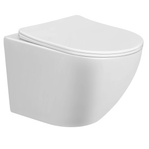 Verosan+ Wand-WC Aliki, spülrandlos, mit WC-Sitz in Weiß. Modernes Hänge-WC für das Badezimmer.