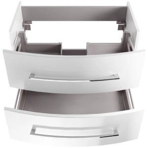 Fackelmann Waschtisch-Unterschrank Verona, 80 cm, Weiß Glanz mit zwei Schubladen und Chromgriffen.