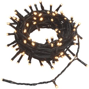 Aufgerollte LED-Lichterkette, 8,92 m lang, mit warmweißen Lichtern für Innen- und Außenbereiche.