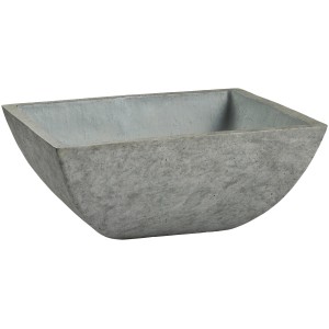 Dunkelgraue Pflanzschale La Rochelle, 16x40x40 cm, in Beton-Optik für Innen- und Außenbereich.