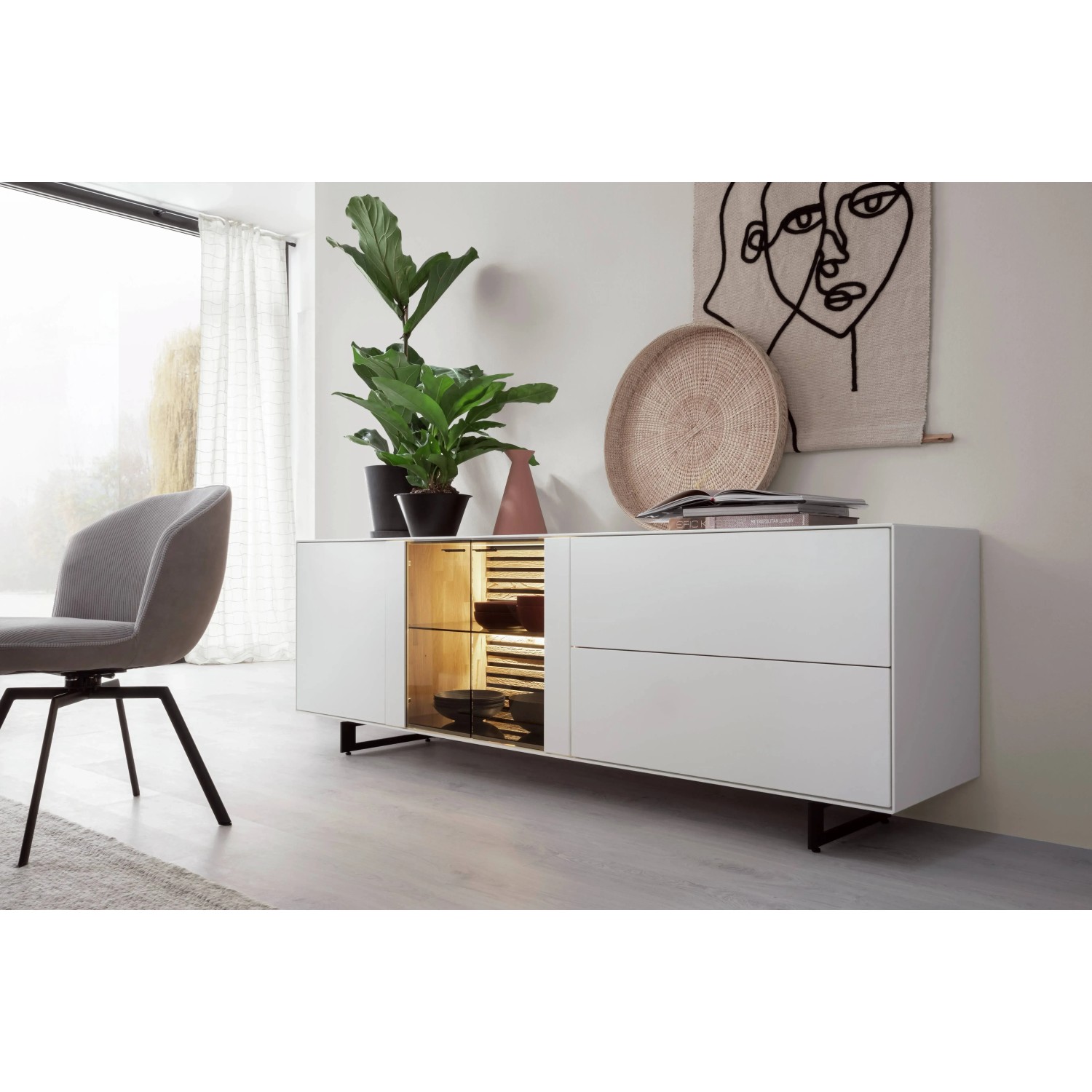 Schwarze, matte Schöner Wohnen Gardinenstange Leon, 240 cm, mit Innenlauf.