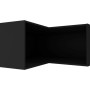 Schwarzer L-förmiger Eckaufsatzschrank Brerra. Offenes Design, ideal als Küchenschrank oder Regal.