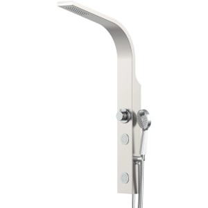 Schütte Duschpaneel Sansibar aus Edelstahl mit Kopf- und Handbrause.