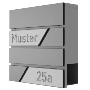 Heidemann Briefkasten DESIGNline BK1 inkl. Personalisierung Graualuminium