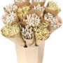 Pastellfarbenes Trockenblumen-Bouquet im Papier, ideal zum Basteln von Kränzen und Gestecken.