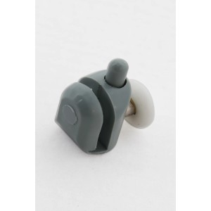 Einzelrolle für Duschkabinen, 6 mm Glasstärke, 4er-Set, graues Gehäuse, weiße Rolle.