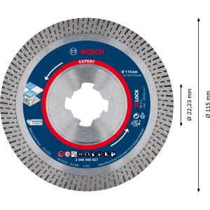 Bosch Expert Diamanttrennscheibe X-Lock, 115mm für Winkelschleifer, zum Schneiden von Hartkeramikfliesen.