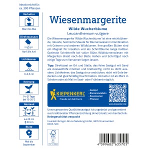 Kiepenkerl Wiesenmargerite Samenpackung, ideal für Blumenwiesen und Insekten.