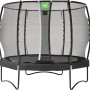 Schwarzes EXIT Allure Premium Trampolin Ø 305 cm mit Sicherheitsnetz.