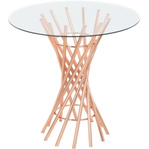 Kayoom Beistelltisch Crush in Rosé mit Glasplatte und gedrehtem Metallgestell.