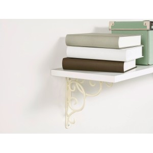 OBI Konsole Curly, weiß matt, 190x190 mm, mit Regalbrett, Bücher und Dekobox.