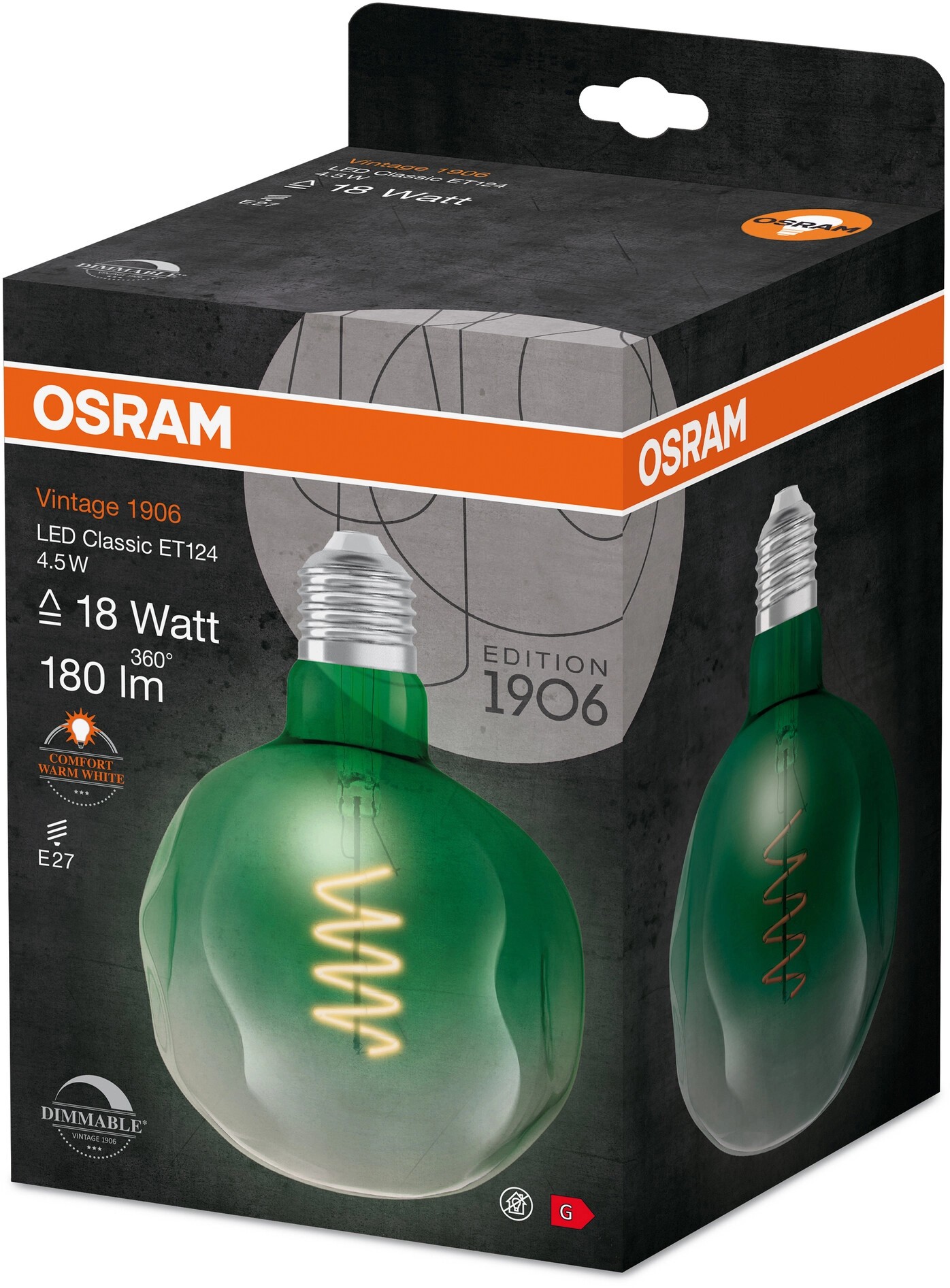 Osram LED-Leuchtmittel E27 4,5 W Extrawarm 180 Lm EEK: G 17,6 X 12,5 Cm ...