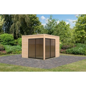Karibu Gartenhaus Dillen 3 mit Schiebetür Natur