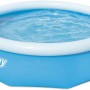 Blauer Bestway Fast Set Pool, Ø 305 cm, runder Quick-Up Pool mit weißem Luftring und Wasser.