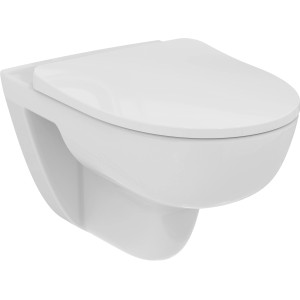 Weißes Ideal Standard i.life A WC-Paket ohne Spülrand mit Softclose-Sitz.