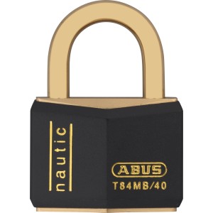 Abus Messing-Vorhangschloss T84MB/40, schwarz/gold. Robustes Schloss für Innen und Außen.