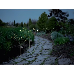 Solar-LED-Dekoleuchte Maletto Grasform, warmweiße Beleuchtung für Gartenwege und Beete.