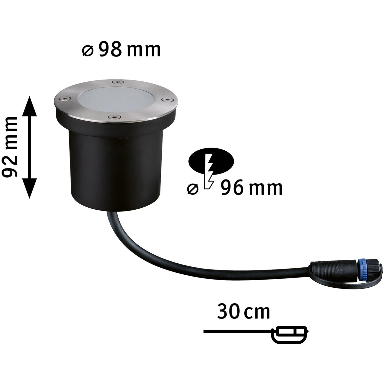 Paulmann LED-Bodeneinbaustrahler Floor Plug & Shine, Ø 9,8 cm, für den Außenbereich, Insektenfreundlich.