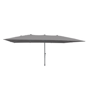 Leco Marktschirm, 270x460 cm, Anthrazit, mit Kurbel. Rechteckiger Sonnenschirm für Garten und Balkon.