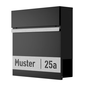 Heidemann Briefkasten DESIGNline BK3 inkl. Personalisierung Tiefschwarz