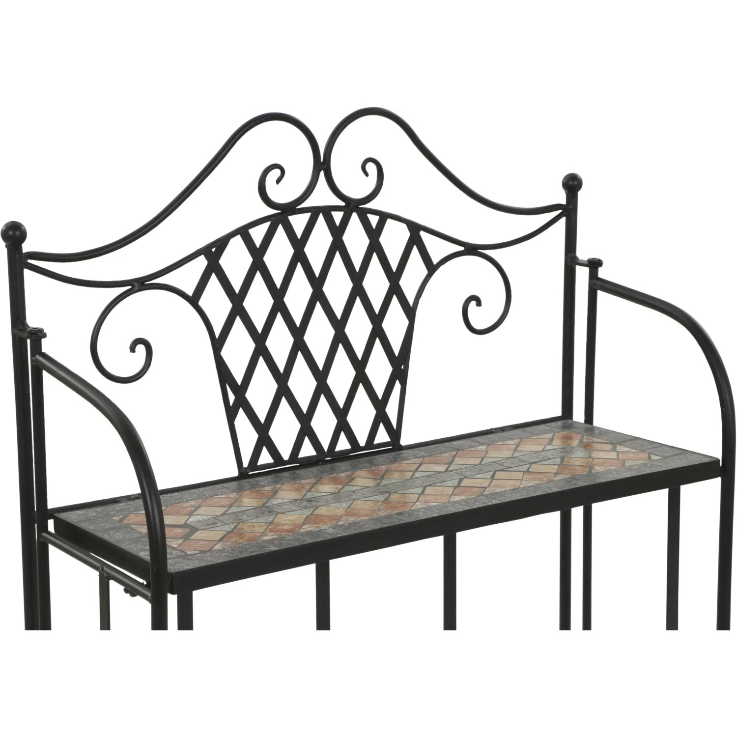 Siena Garden Regal Prato, 142cm hoch, mit Mosaik-Regalböden und schwarzem Stahlgestell.
