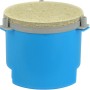 Blaue Betondose 150x120 mm mit Mineralfaserplatte für Einbauleuchten.