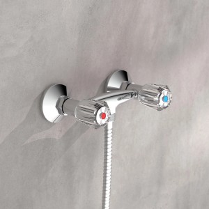 Schütte Duscharmatur Savino Chrom, Aufputz Duschmischer mit Brauseschlauch.