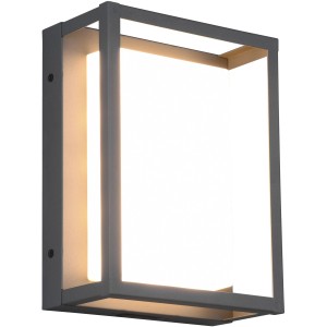 Moderne Trio LED-Außenwandleuchte Witham in Anthrazit. Quadratische Form, warmweißes Licht.