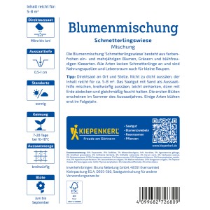 Kiepenkerl Blumenmischung Schmetterlingswiese, ein- und mehrjährige Blühmischung für Schmetterlinge.