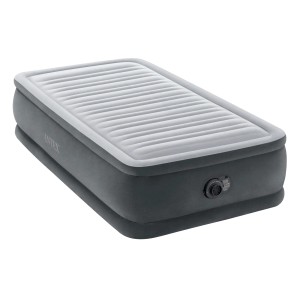 Intex Luftmatratze Dura-Beam Deluxe Comfort-Plush Elevated Twin, grau, mit integrierter Pumpe.