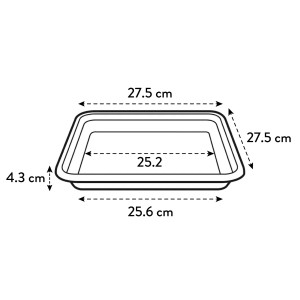 Anthrazitfarbener Elho Untersetzer Loft Urban, 28x27,5x4 cm, mit Maßangaben.