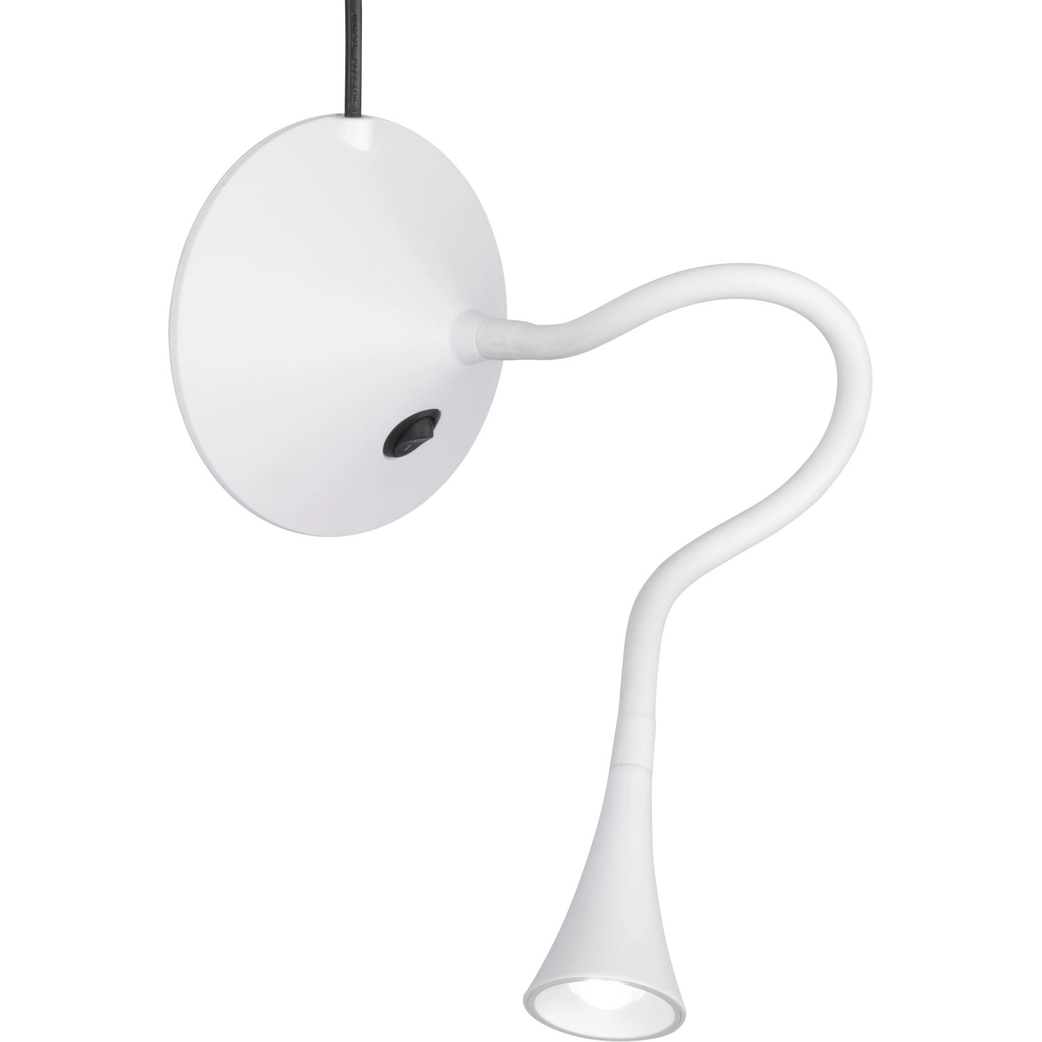 Weiße LED-Tischleuchte Viper mit flexiblem Hals, geeignet als Schreibtischlampe oder Wandleuchte.