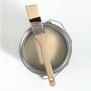 Dose V&CO Innenfarbe Warmer Sand mit Pinsel, matte Wandfarbe.